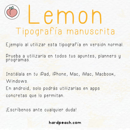 TIPOGRAFÍA MANUSCRITA LEMON: Fuente escrita a mano para apuntes, notas, agendas y proyectos