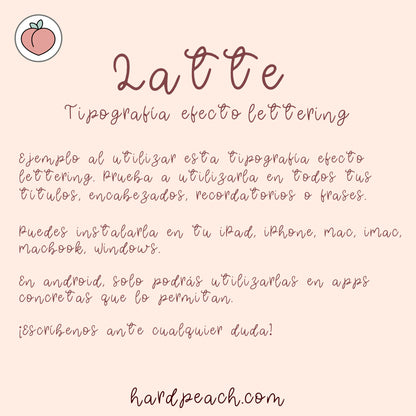 TIPOGRAFÍA LETTERING LATTE: Tipografía digital manuscrita de estilo Lettering. Perfecta para apuntes, agendas, títulos y proyectos creativos
