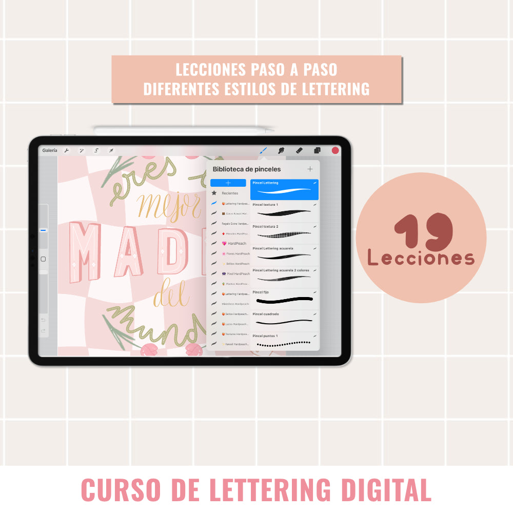 CURSO DE LETTERING DIGITAL EN PROCREATE DE CERO A AVANZADO: Curso con lecciones paso a paso, técnicas, estilos, pinceles y recursos descargables