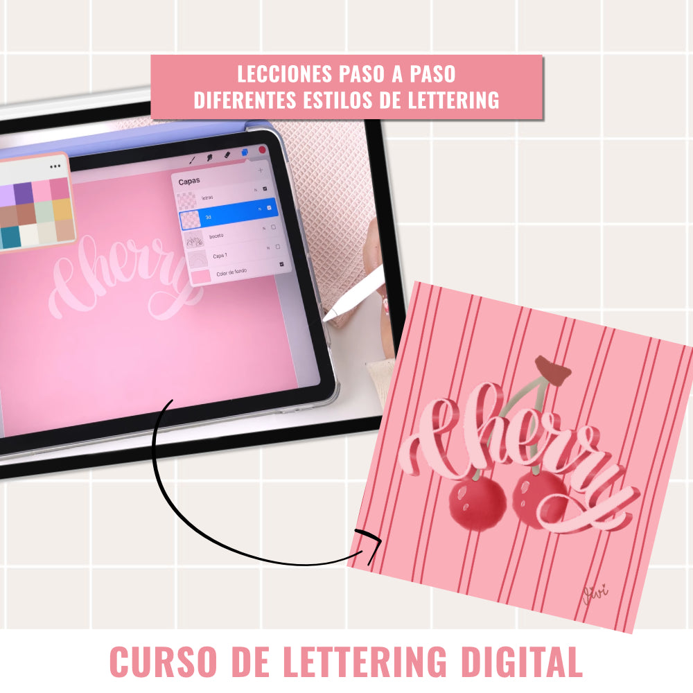 CURSO DE LETTERING DIGITAL EN PROCREATE DE CERO A AVANZADO: Curso con lecciones paso a paso, técnicas, estilos, pinceles y recursos descargables