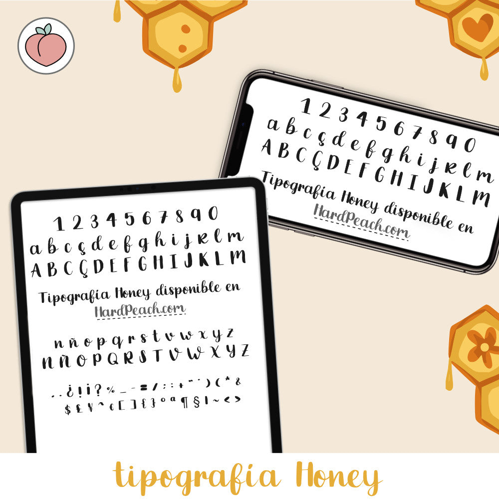 TIPOGRAFÍA LETTERING HONEY: fuente manuscrita para títulos con efecto lettering. Perfecta para apuntes, agendas, títulos y proyectos creativos