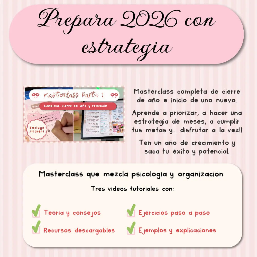 CURSO Y MASTECLASS EXLUSIVA: LECCIONES EN VÍDEO, STICKERS Y RECURSOS EXTRA (No disponible para comprar por separado) .