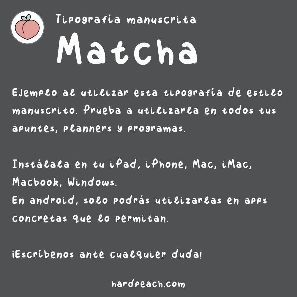 TIPOGRAFÍA MANUSCRITA MATCHA: Fuente escrita a mano para apuntes, notas, agendas y proyectos