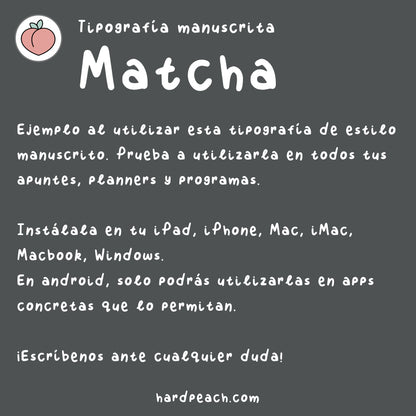 TIPOGRAFÍA MANUSCRITA MATCHA: Fuente escrita a mano para apuntes, notas, agendas y proyectos