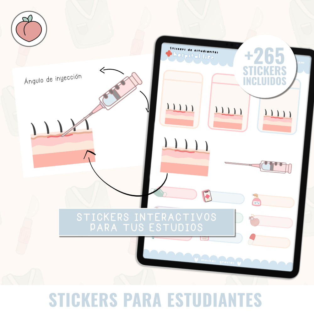 KIT DE STICKERS APUNTES DE MEDICINA: Edición hospital life. Ideal para estudiantes de enfermería, medicina y ciencias de la salud