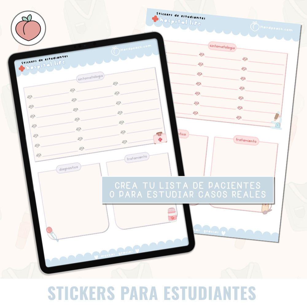 KIT DE STICKERS APUNTES DE MEDICINA: Edición hospital life. Ideal para estudiantes de enfermería, medicina y ciencias de la salud