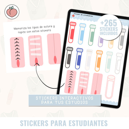 KIT DE STICKERS APUNTES DE MEDICINA: Edición hospital life. Ideal para estudiantes de enfermería, medicina y ciencias de la salud