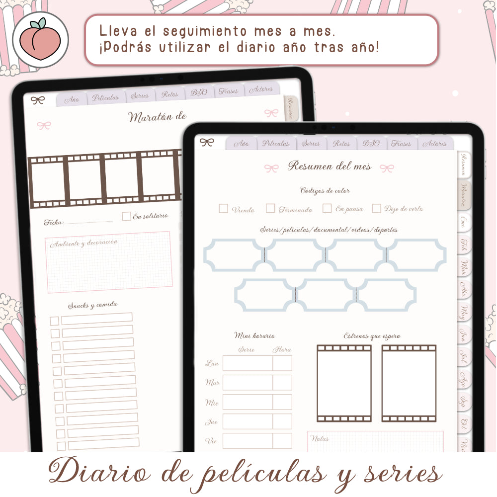 DIARIO DE PELÍCULAS Y SERIES DIGITAL: Diario digital para seguimiento, organización de series y películas, listas y reseñas