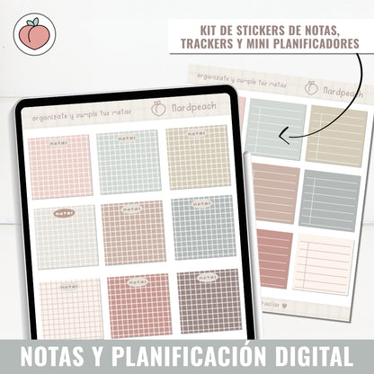 KIT PARA ESTUDIANTES: Planificación de estudio con agenda digital sin fechas y reutilizable, tipografías y stickers para apuntes
