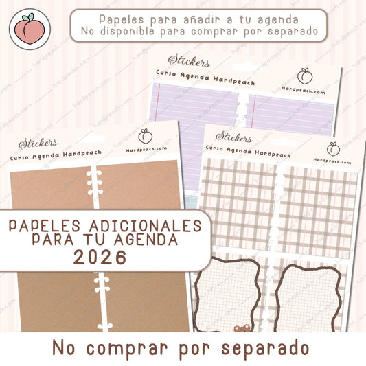 PAPELES EXTRA AGENDA OSITO PEACHY HARDPEACH (No disponible para comprar por separado)