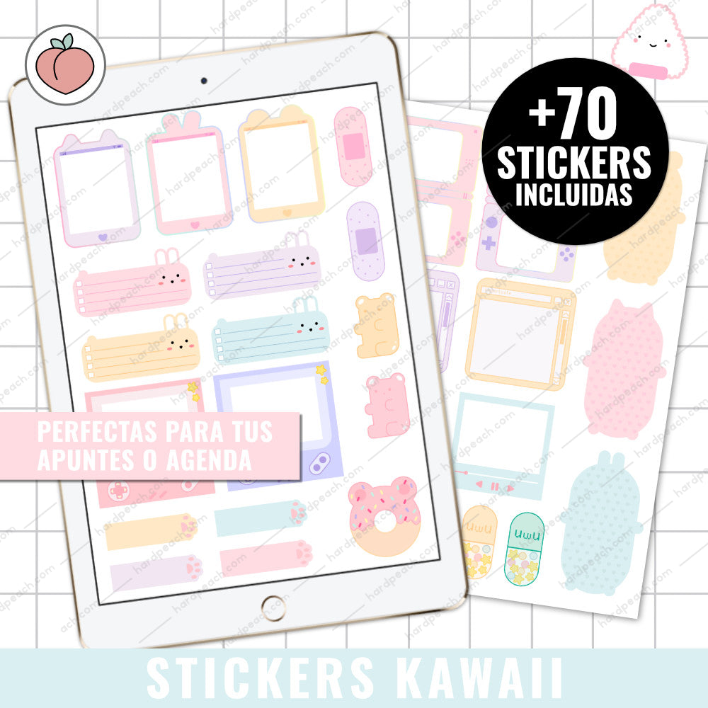 STICKERS PARA APUNTES KAWAII | PEGATINAS DIGITALES