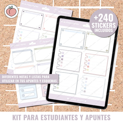 KIT PARA ESTUDIANTES Y APUNTES PERFECTOS: Colección de stickers digitales para planificar y mejorar tus apuntes y anotaciones
