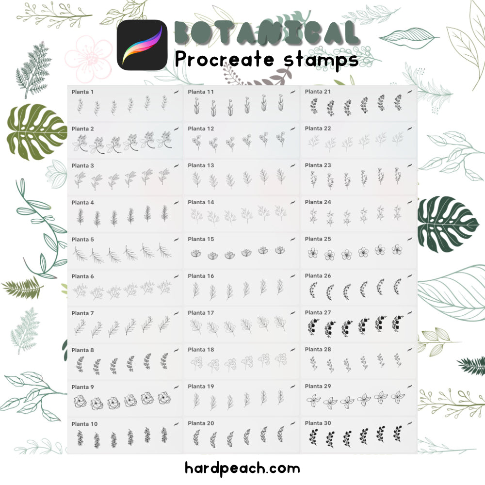 BOTANICAL BRUSHES - PROCREATE STAMPS