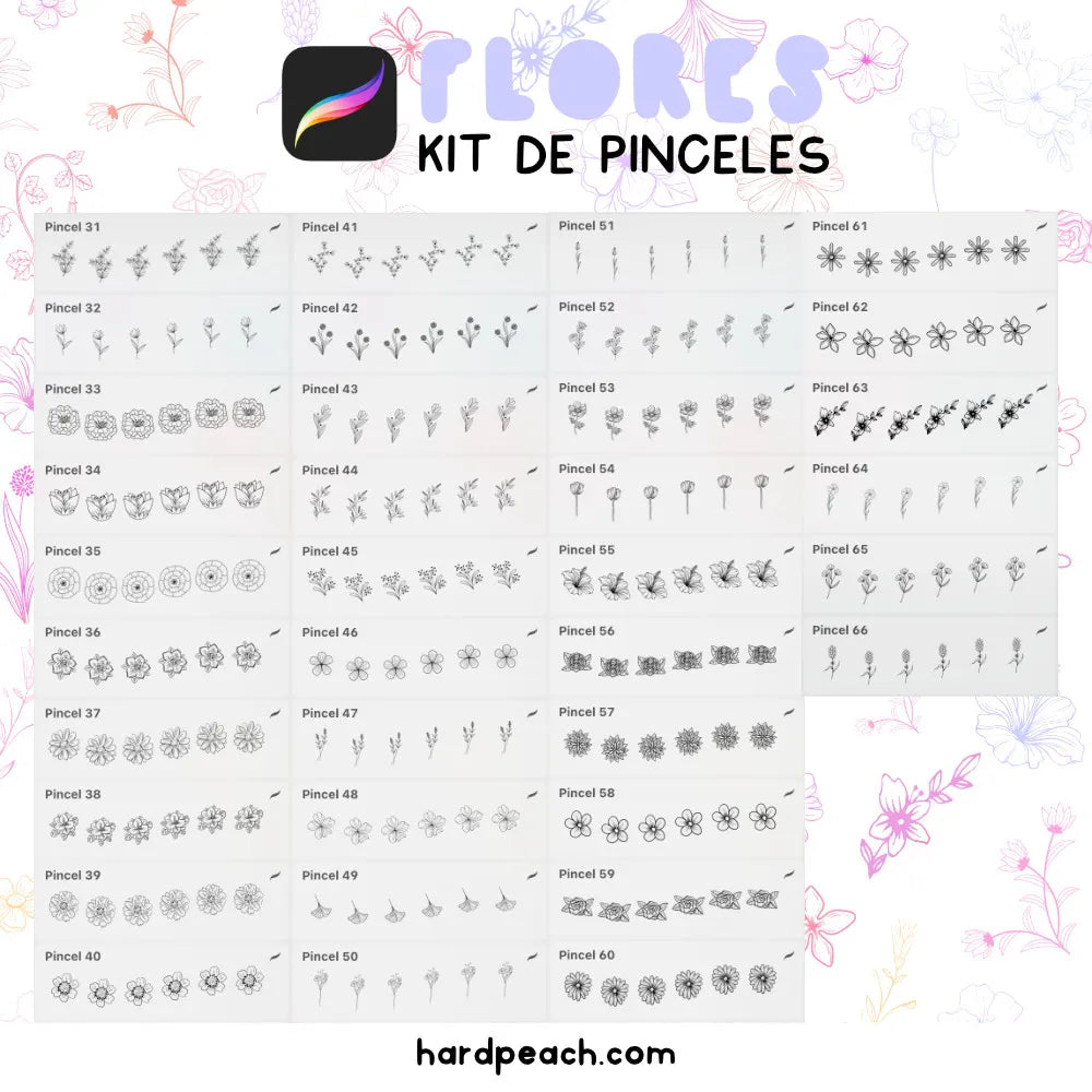 pinceles de flores para dibujo digital