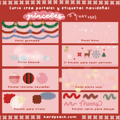 CREA POSTALES Y ETIQUETAS NAVIDEÑAS: Curso con lecciones paso a paso, pinceles y recursos para Procreate