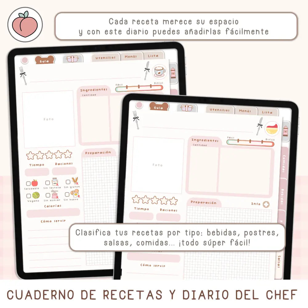 Planificador de recetas para iPad y tablets
