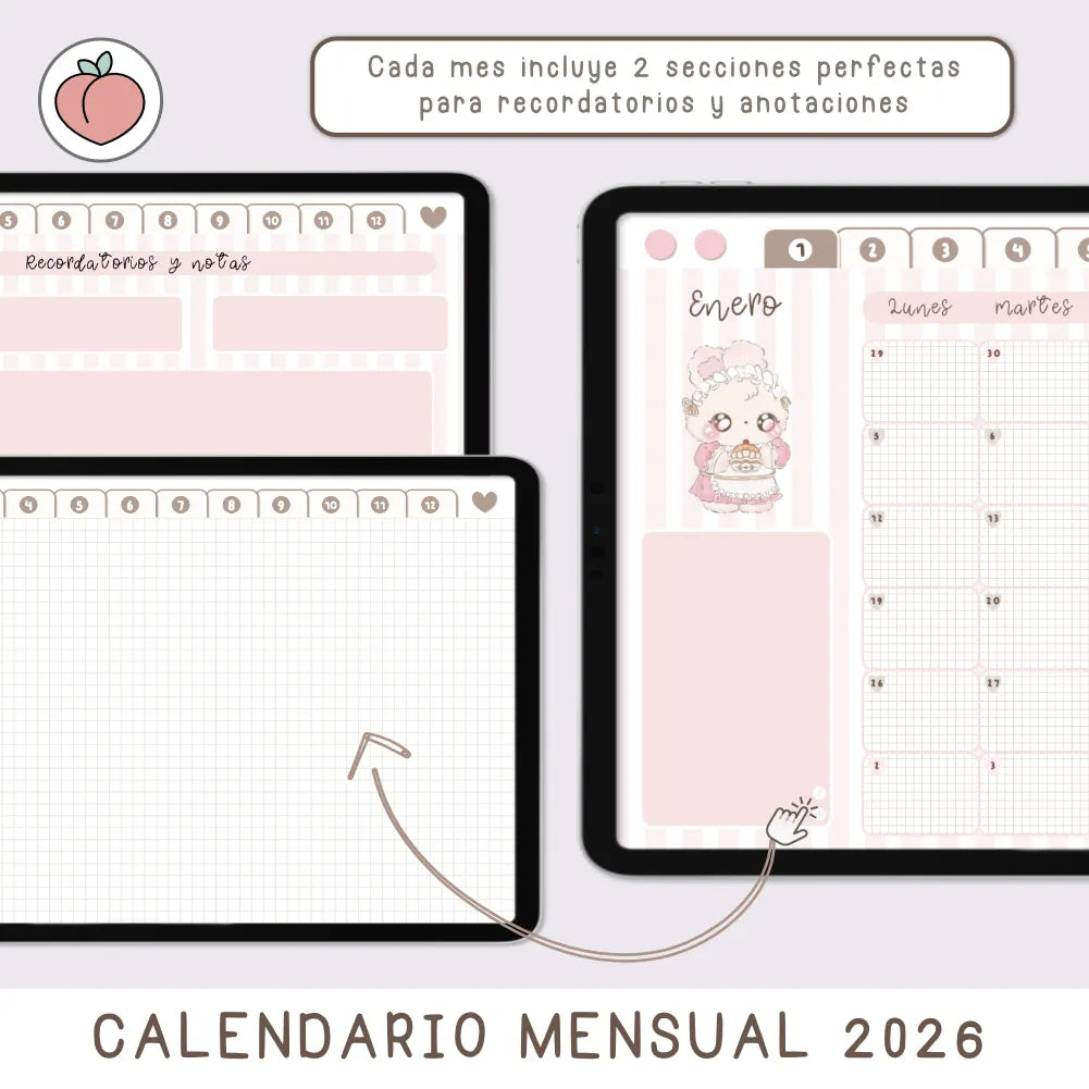 planificador digital en horizontal 2026