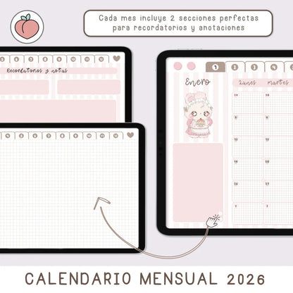 planificador digital en horizontal 2026