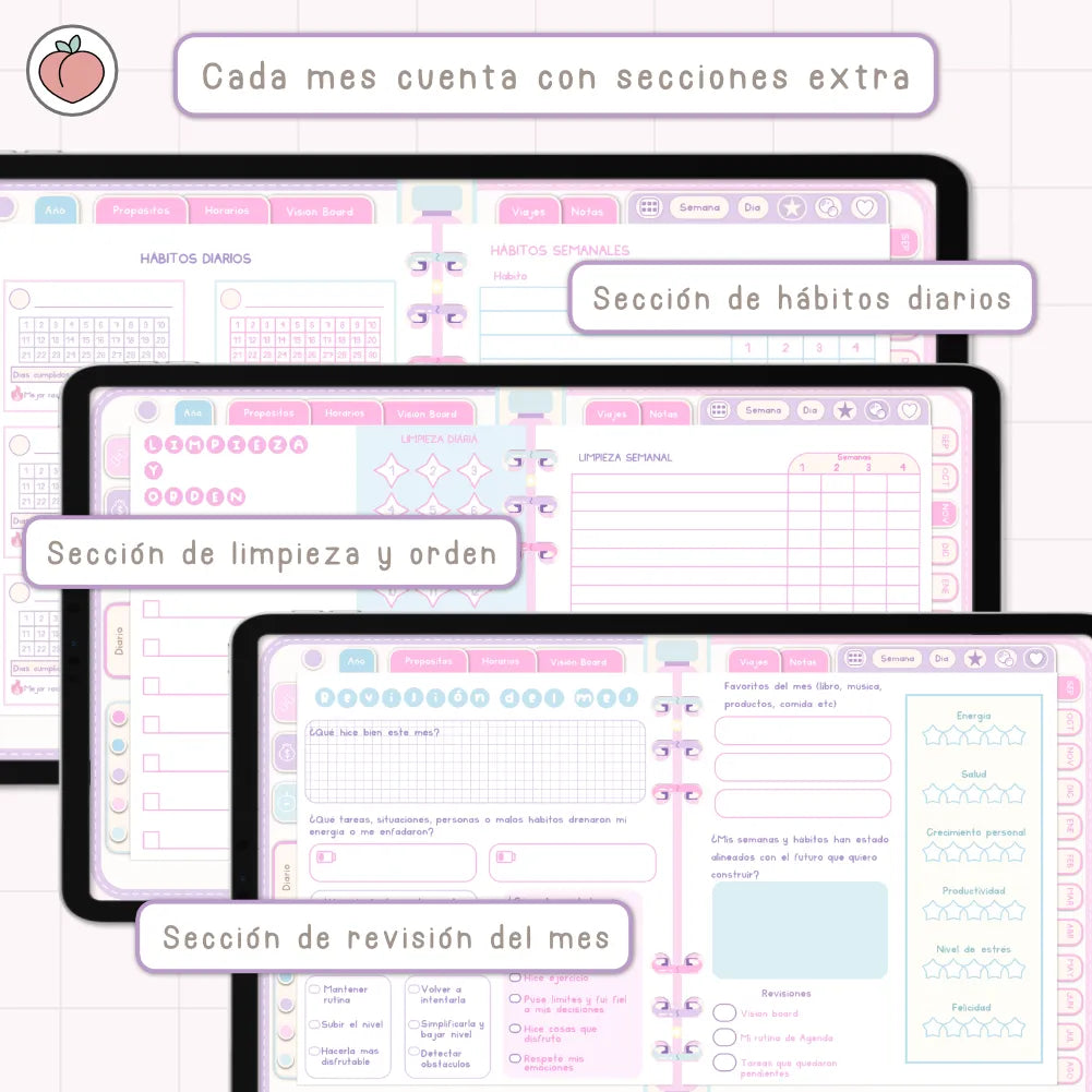 AGENDA DIGITAL MINIMALISTA PRO 2026/2027: Incluye curso, tutoriales, stickers y recursos. Edición pastel