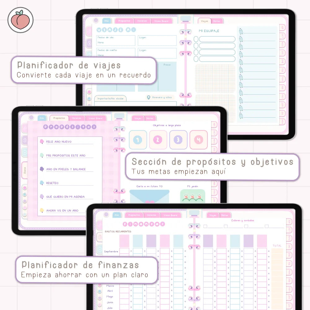 AGENDA DIGITAL MINIMALISTA PRO 2026/2027: Incluye curso, tutoriales, stickers y recursos. Edición pastel