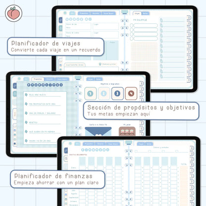AGENDA DIGITAL MINIMALISTA PRO 2027: Incluye curso, tutoriales, stickers y recursos. Edición azul