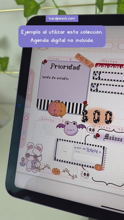 STICKERS DIGITALES DE HALLOWEEN: Colección Octubre con Conejita Nube