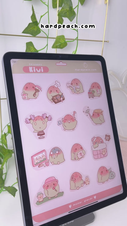 KIT DE STICKERS DIGITALES DE KIWI: Colección adorable para personalizar tus apuntes y agendas digitales