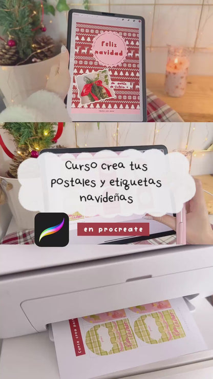 CREA POSTALES Y ETIQUETAS NAVIDEÑAS: Curso con lecciones paso a paso, pinceles y recursos para Procreate