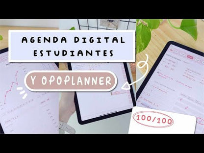 AGENDA DIGITAL OPOSICIONES / ESTUDIANTES / UNIVERSIDAD / MAESTRÍA | Agenda con vista semanal sin fechas y reutilizable con stickers incluidos. Edición azul