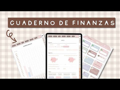PLANIFICADOR DIGITAL DE FINANZAS Y GASTOS: Presupuestos, control y seguimiento mensual de gastos e ingresos con stickers incluidos. Edición pastel