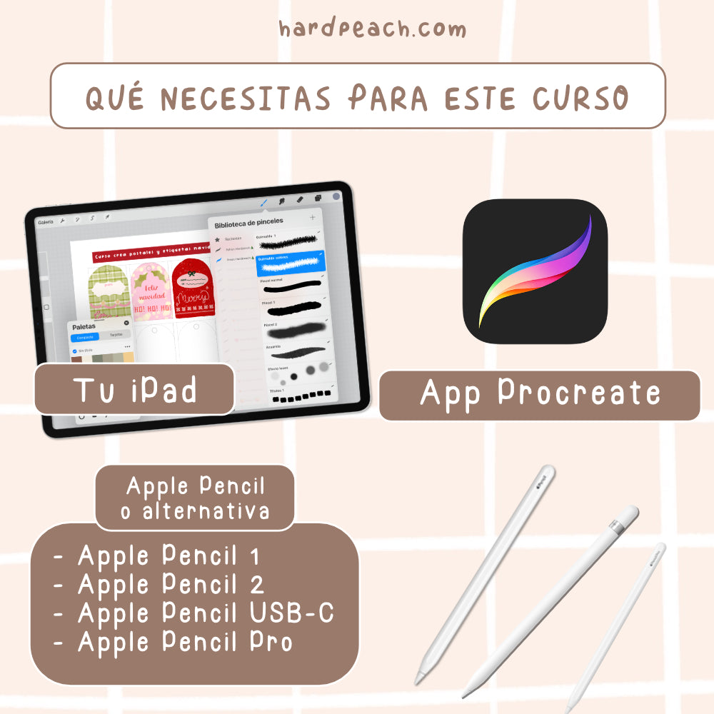 CREA POSTALES Y ETIQUETAS NAVIDEÑAS: Curso con lecciones paso a paso, pinceles y recursos para Procreate