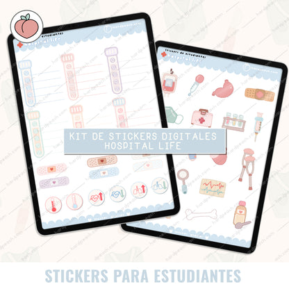 KIT DE STICKERS APUNTES DE MEDICINA: Edición hospital life. Ideal para estudiantes de enfermería, medicina y ciencias de la salud