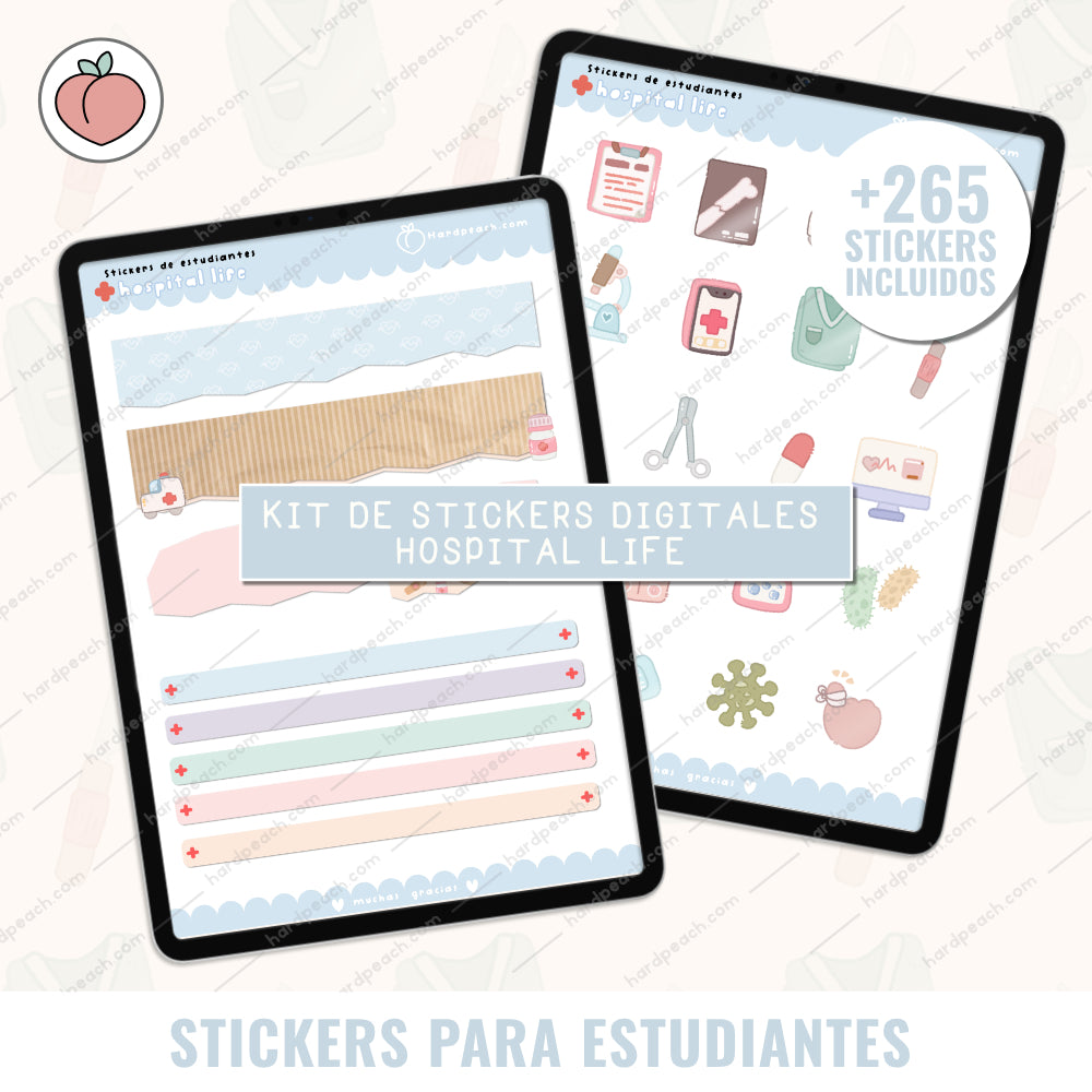 KIT DE STICKERS APUNTES DE MEDICINA: Edición hospital life. Ideal para estudiantes de enfermería, medicina y ciencias de la salud