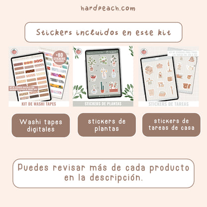 KIT PARA AGENDAS DIGITALES Y BULLET JOURNAL: Stickers y tipografías para planificar y organizar