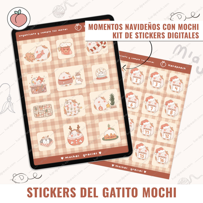 stickers digitales navidad gato