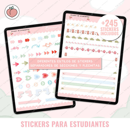 KIT DE STICKERS PARA ESTUDIANTES: Edición día de picnic. Ideal para apuntes, journal y agendas