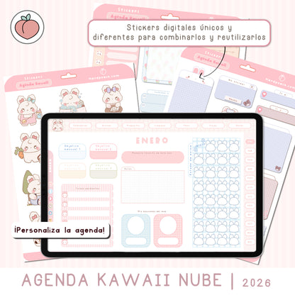 agenda con stickers digitales kawaii