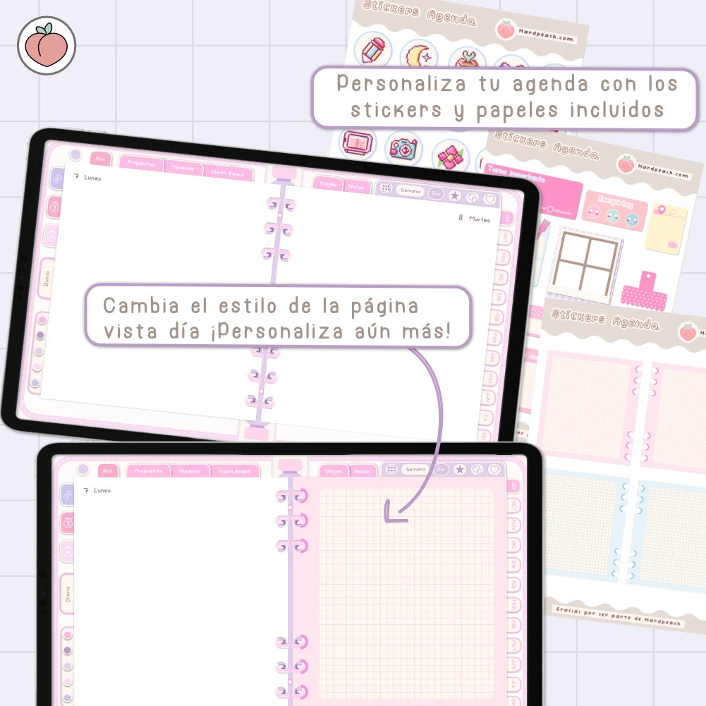 stickers para agendas digitales rosa