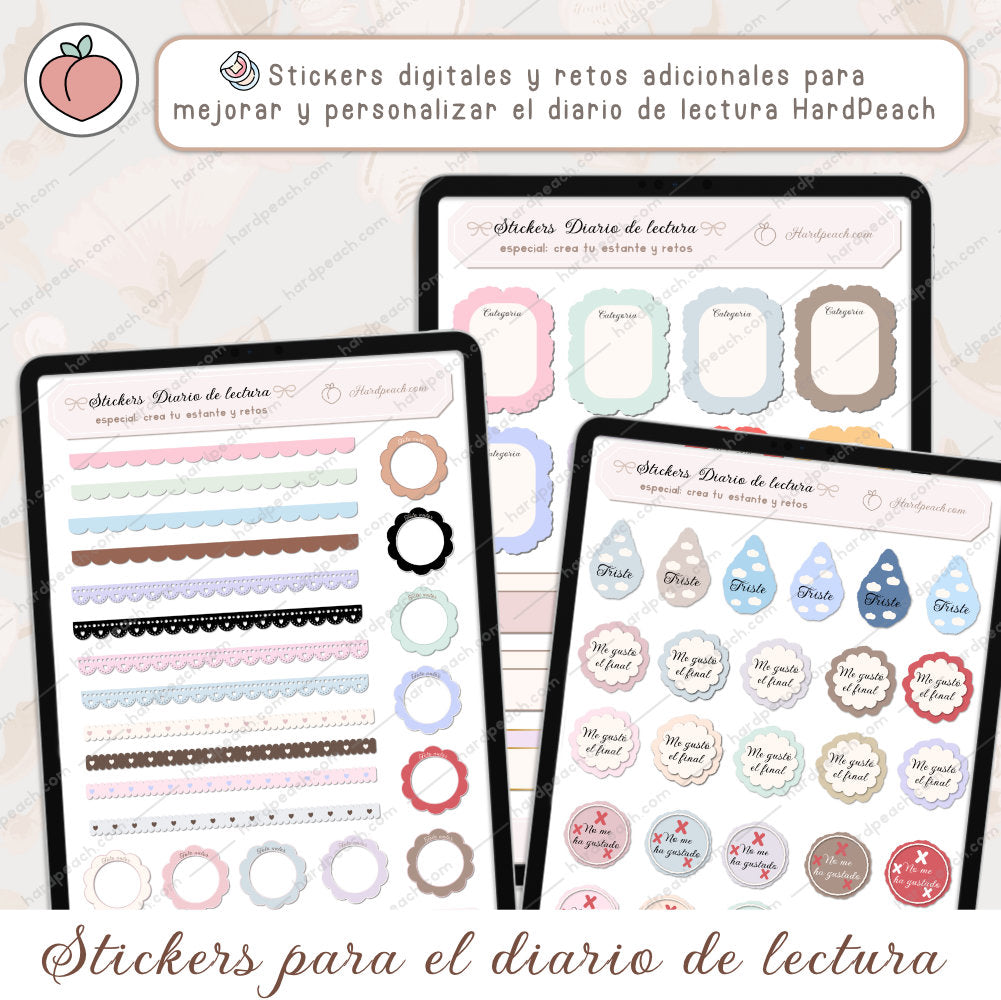 STICKERS DIGITALES EXTRA PARA EL DIARIO DE LECTURA: Organiza y personaliza tu seguimiento de libros