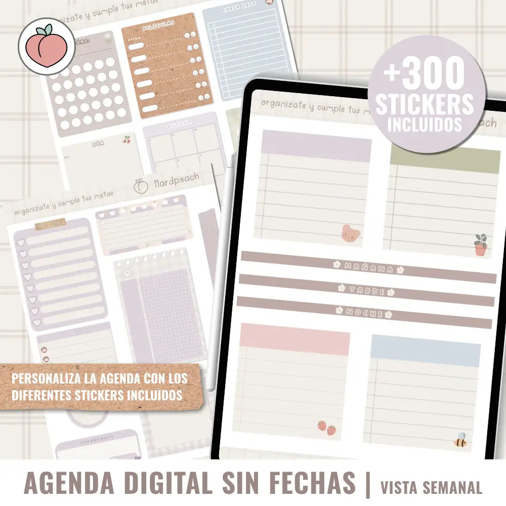 Stickers de la agenda digital osito sin fechas