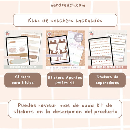 KIT PARA APUNTES PERFECTOS: Cuadernos digitales infinitos, tipografías y stickers digitales