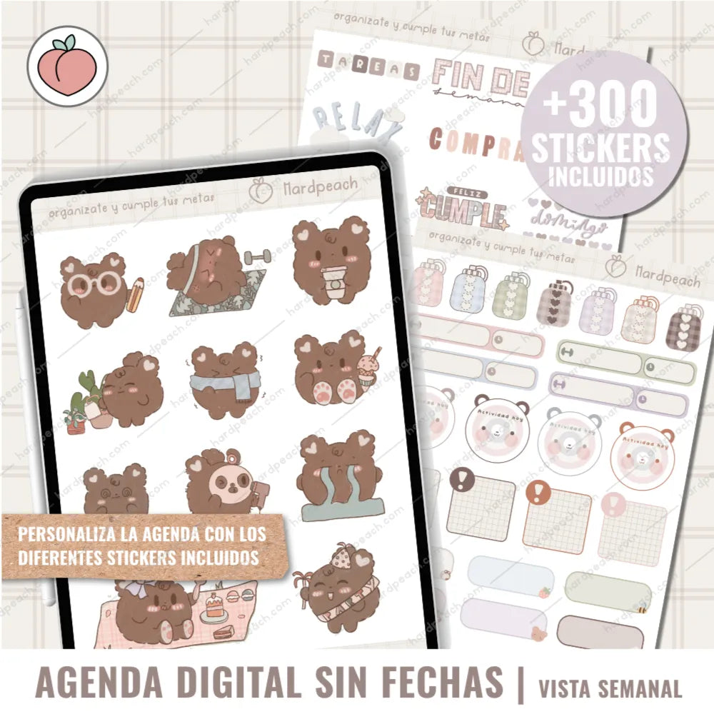 Stickers digitales incluidos con la agenda digital hardpeach