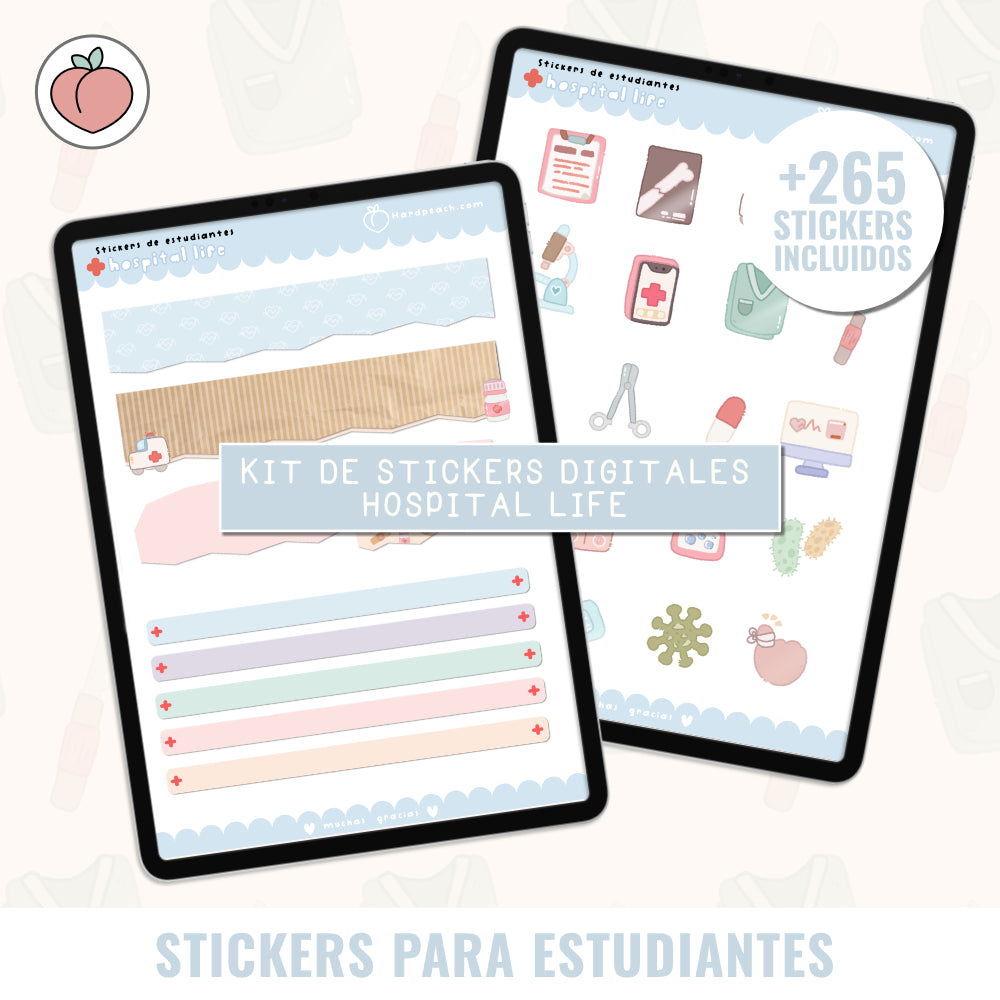 KIT PARA APUNTES DE MEDICINA: Cuadernos digitales infinitos, tipografías y stickers digitales