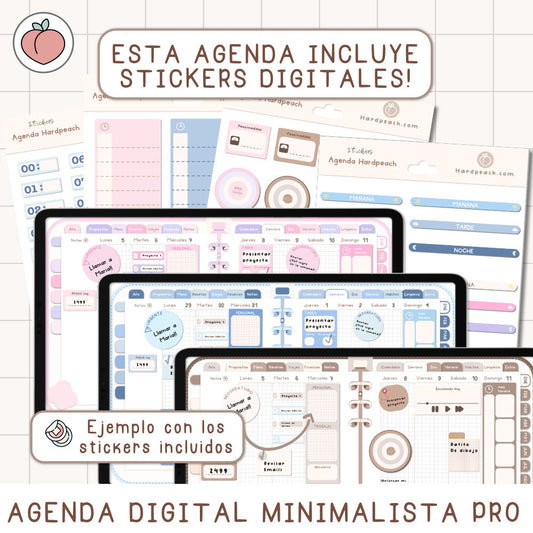 STICKERS INCLUIDOS CON LA AGENDA MINIMALISTA PRO HARDPEACH (No disponible para comprar por separado)