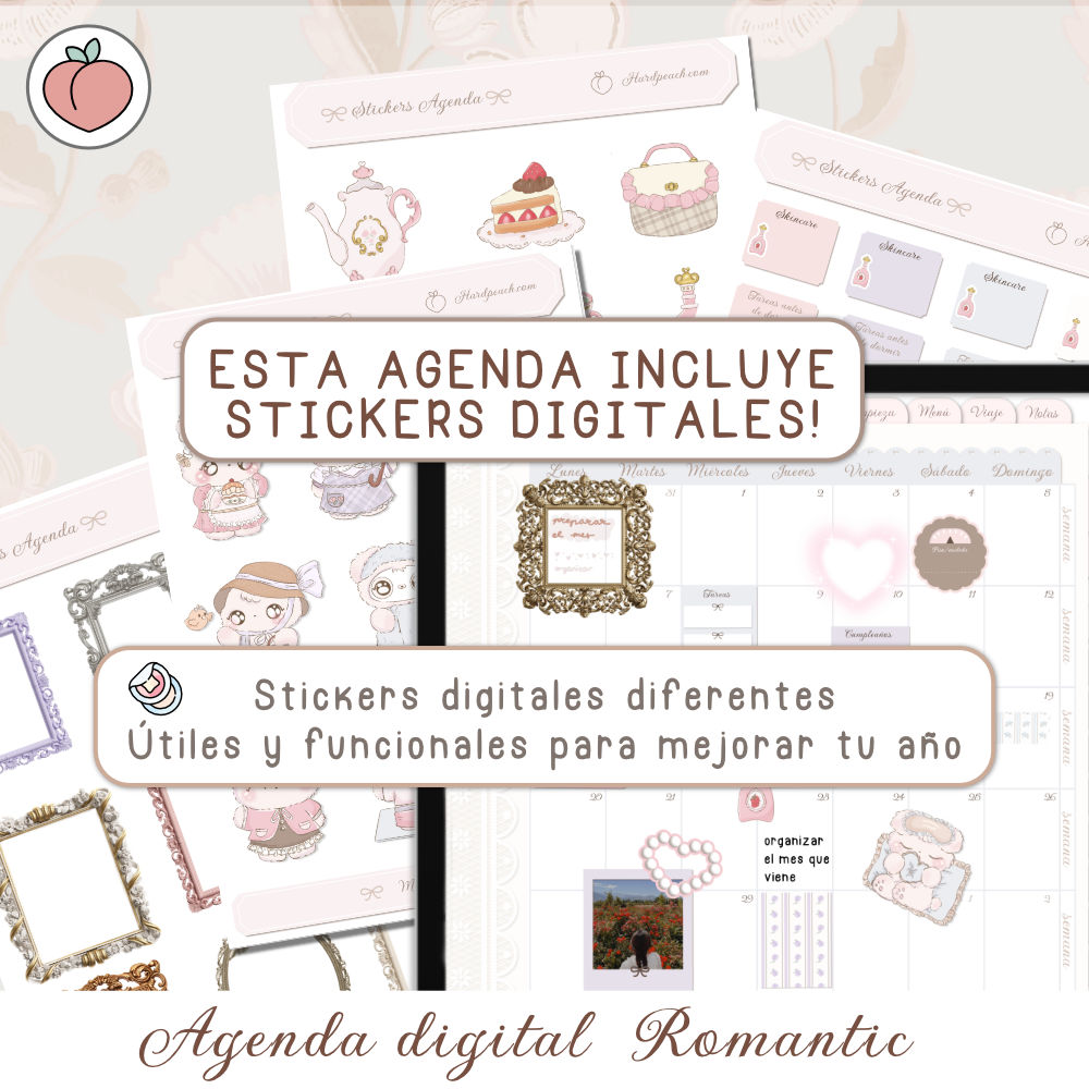 STICKERS INCLUIDOS CON LA AGENDA ROMANTIC HARDPEACH (No disponible para comprar por separado)
