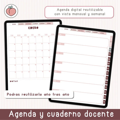 Teacher planner con cuaderno del profesor digital