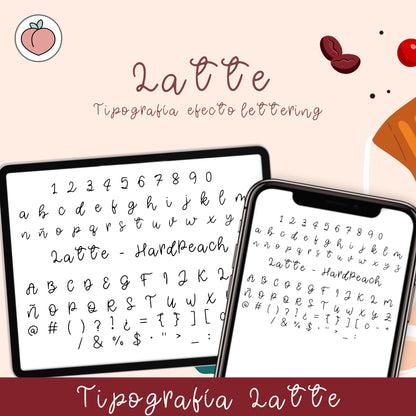TIPOGRAFÍA LETTERING LATTE: Tipografía digital manuscrita de estilo Lettering. Perfecta para apuntes, agendas, títulos y proyectos creativos