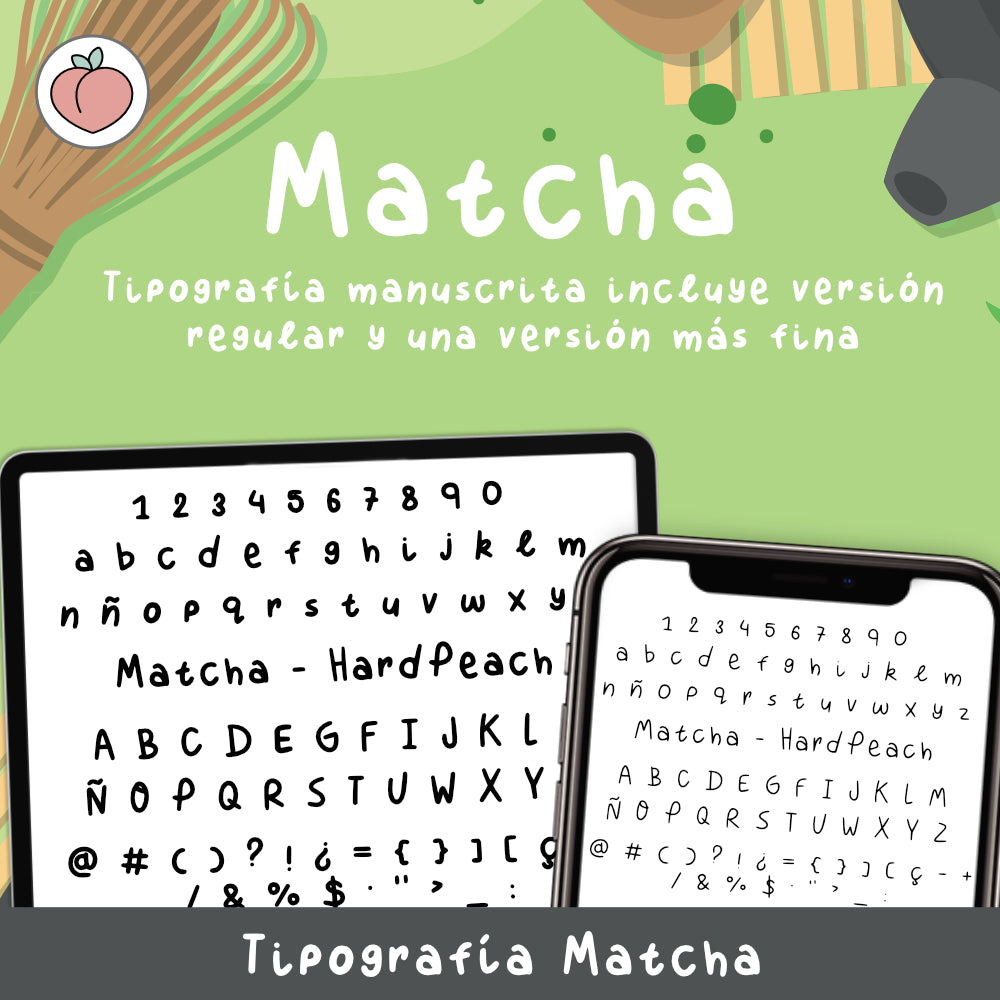 TIPOGRAFÍA MANUSCRITA MATCHA: Fuente escrita a mano para apuntes, notas, agendas y proyectos