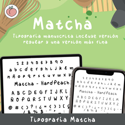 TIPOGRAFÍA MANUSCRITA MATCHA: Fuente escrita a mano para apuntes, notas, agendas y proyectos