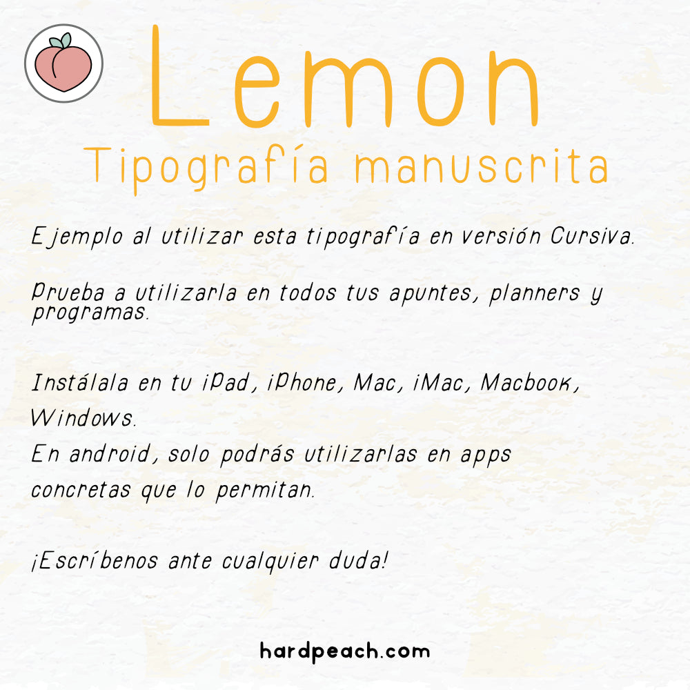 TIPOGRAFÍA MANUSCRITA LEMON: Fuente escrita a mano para apuntes, notas, agendas y proyectos